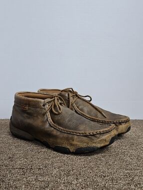 Twisted X Chukka Boots Driving Moc Mens Size 10 M Brown Leather Distressed Shoes